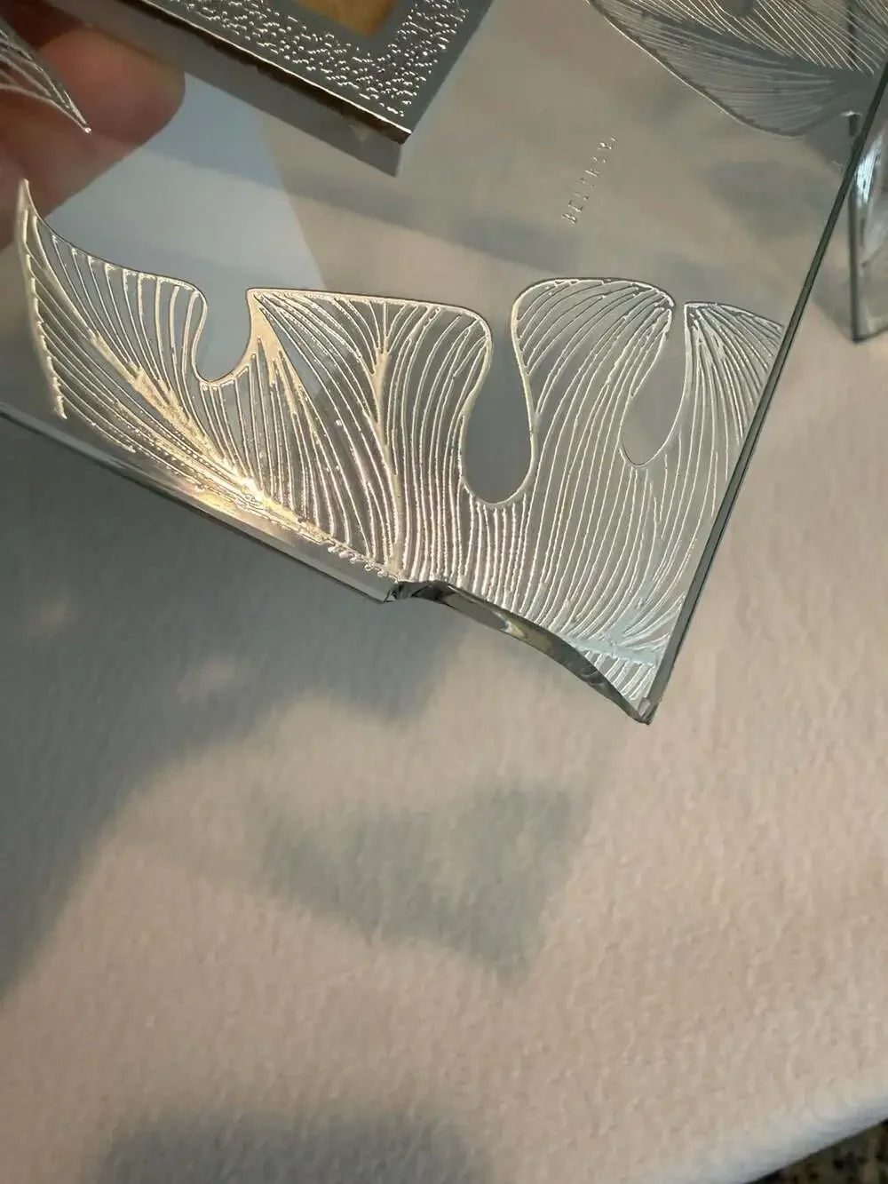 Beltrami Italian Glass and Silver-Tone Tropical Leaf Design Picture Frame Set
